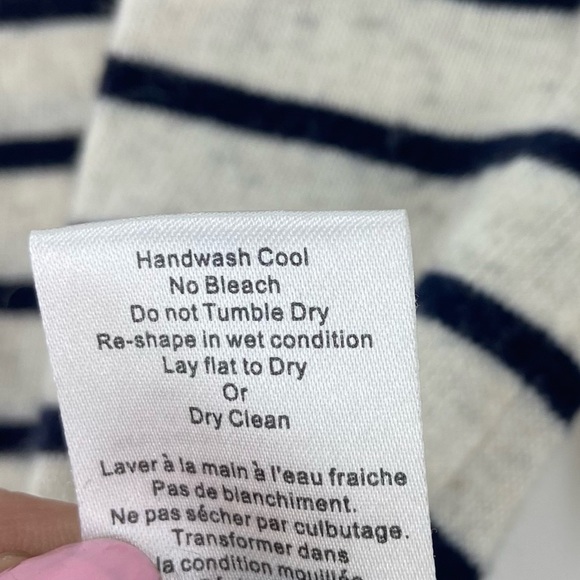 Talula Cashmere Angora Striped Sweater Heathered Ivory Black Womens XS - Picture 4 of 6